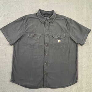 Carhartt Shirt Adult Extra Large Gray Button Up Loose Fit Workwear Outdoor Men